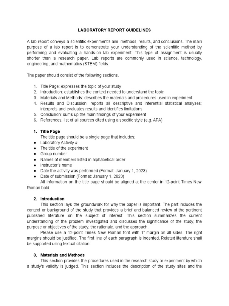 Laboratory Report Guidelines PDF PDF Carbohydrates Chemistry
