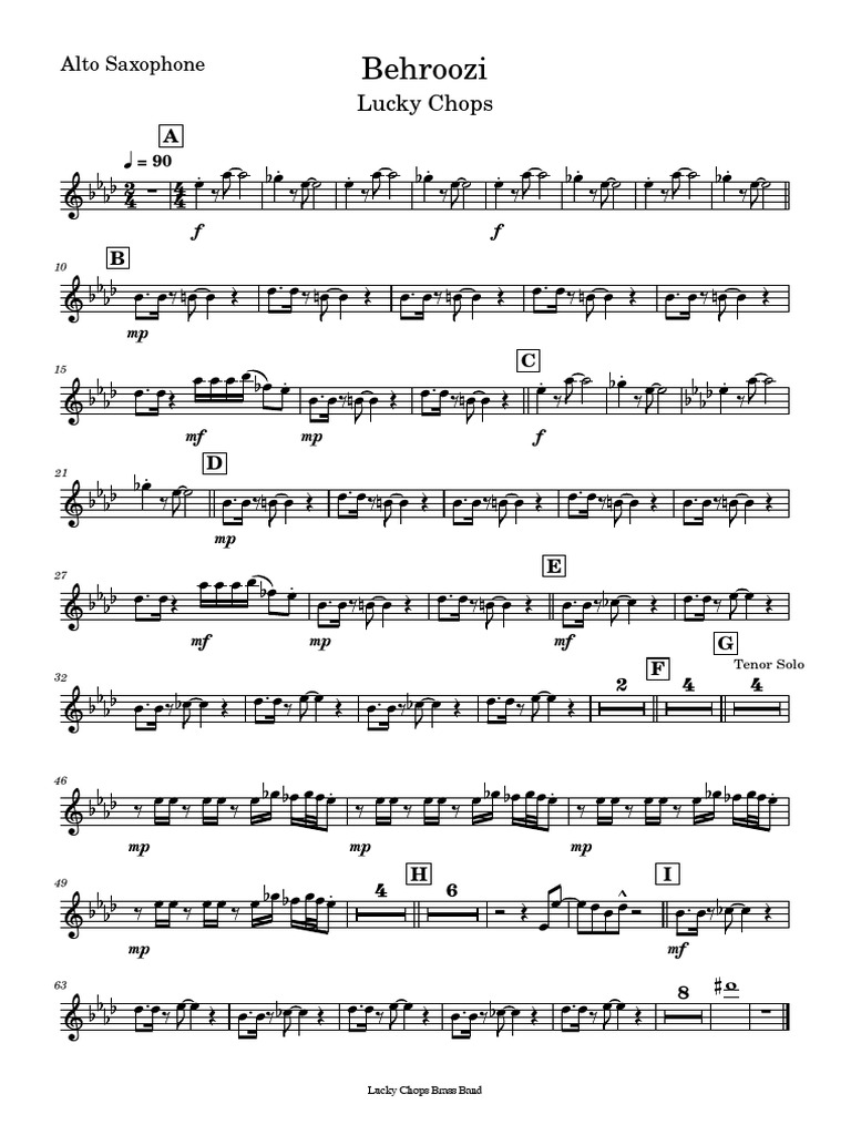 Lucky Chops - Behroozi-Alto - Saxophone | PDF | Tenor Saxophone ...