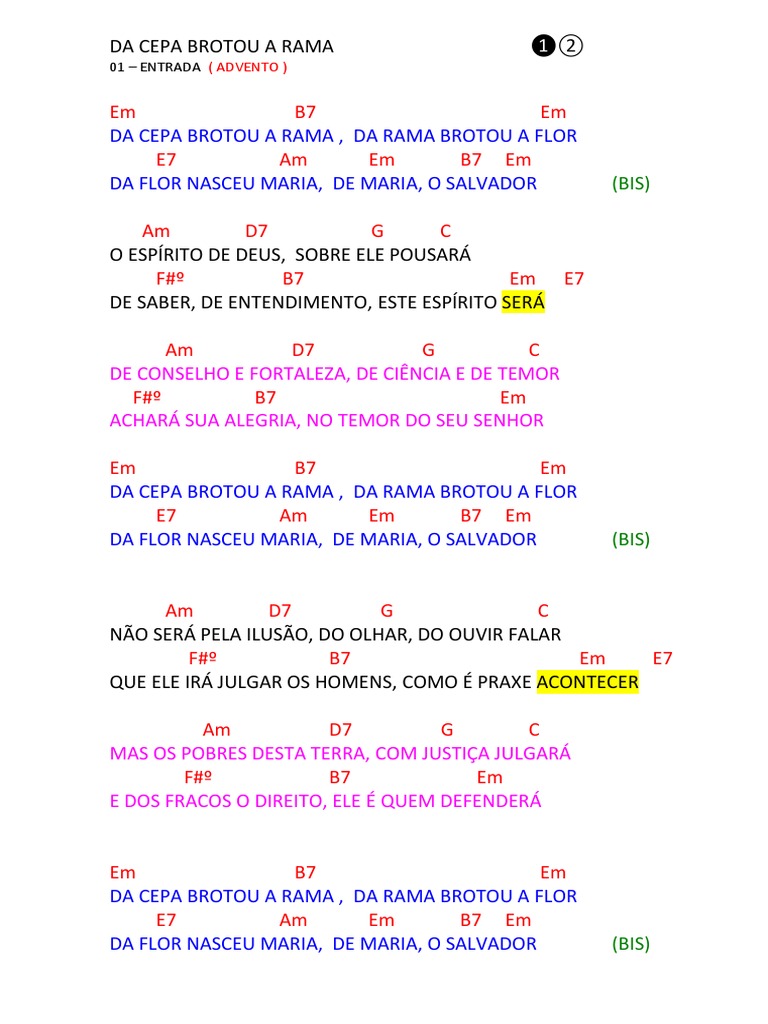 Letra e Cifras: Da Cepa Brotou a Rama | PDF