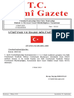 T.C. Resmî Gazete: Yürütme Ve İdare Bölümü