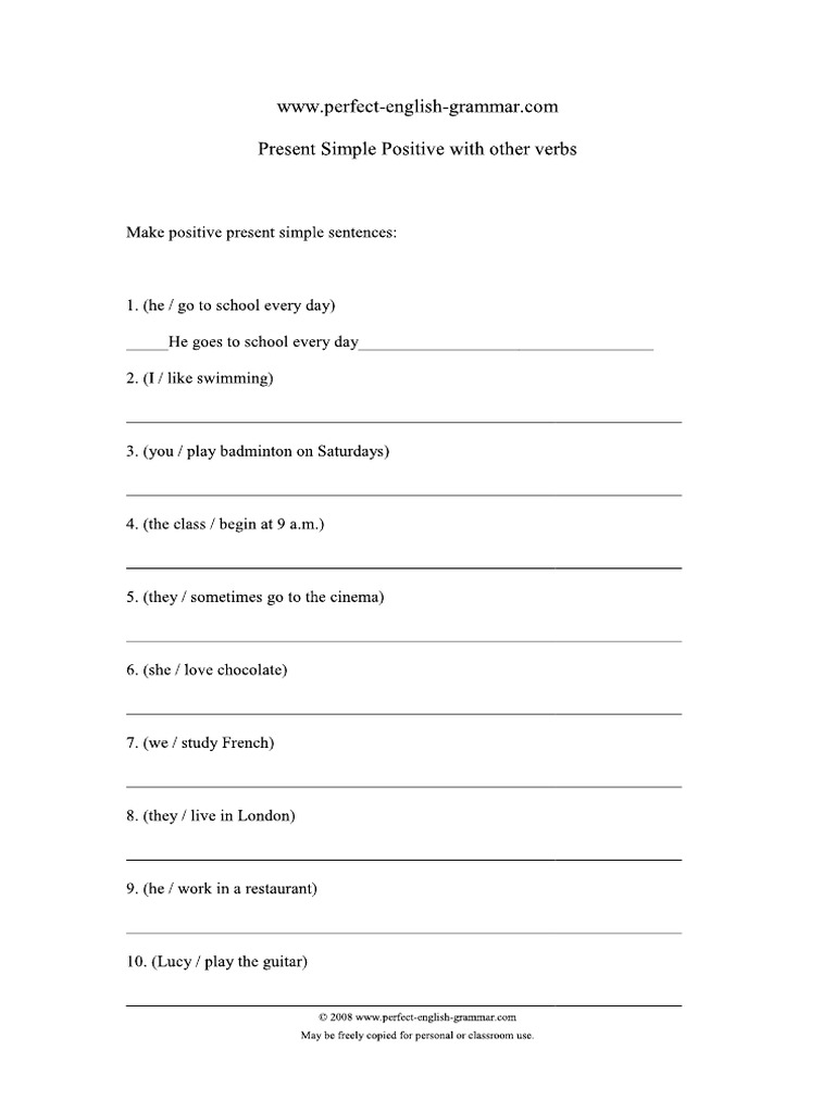 Simple Present Exercises PDF | PDF