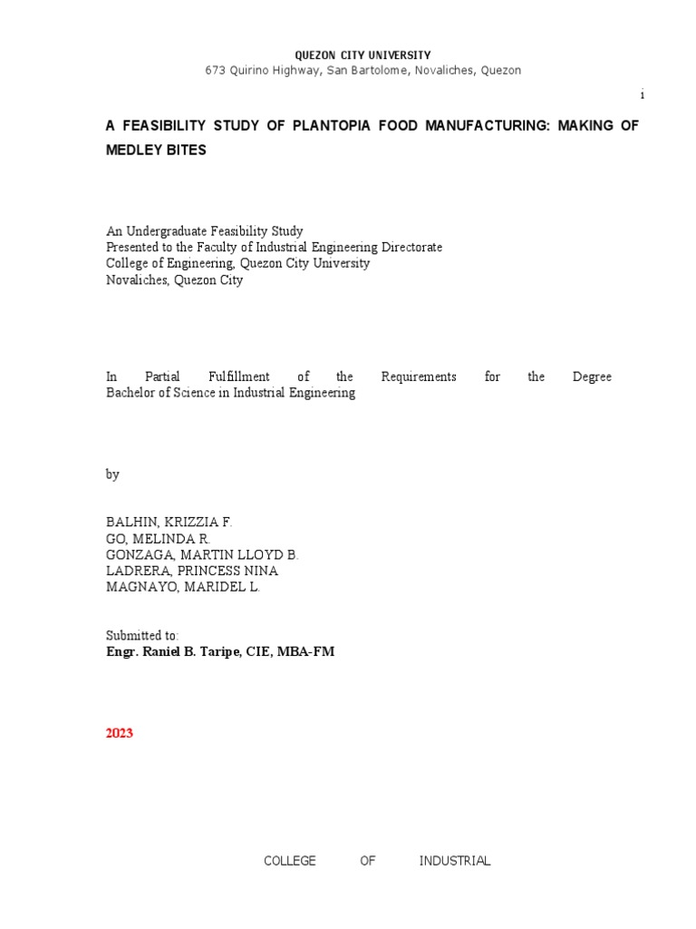 Feasibility Study: Plantopia Medley Bites | PDF | Vitamin | Nutrients