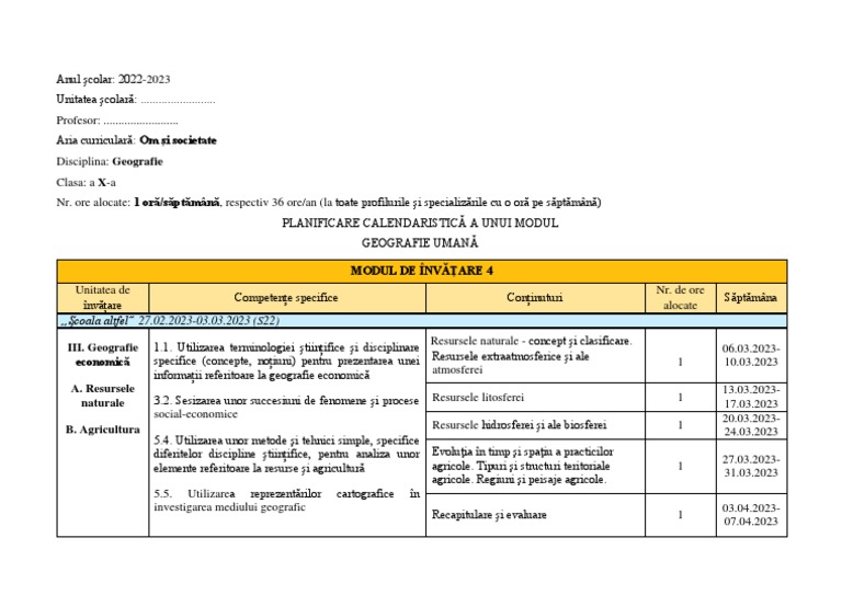 Planificare Modulara | PDF