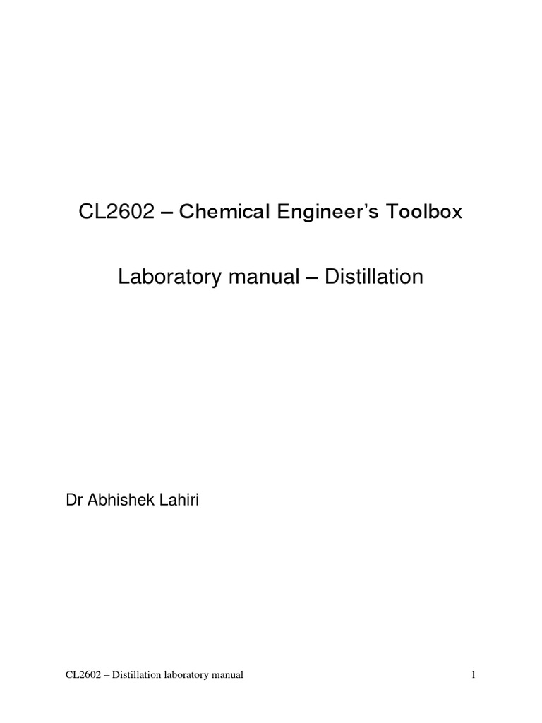 Distillation Lab Manual PDF PDF Distillation Chemistry