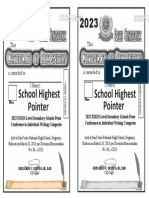 2023 Secondary CERTIFICATE School Highest Pointers