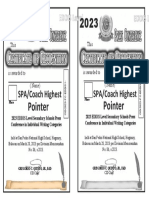 2023 Secondary CERTIFICATE SPA Coach Highest Pointers