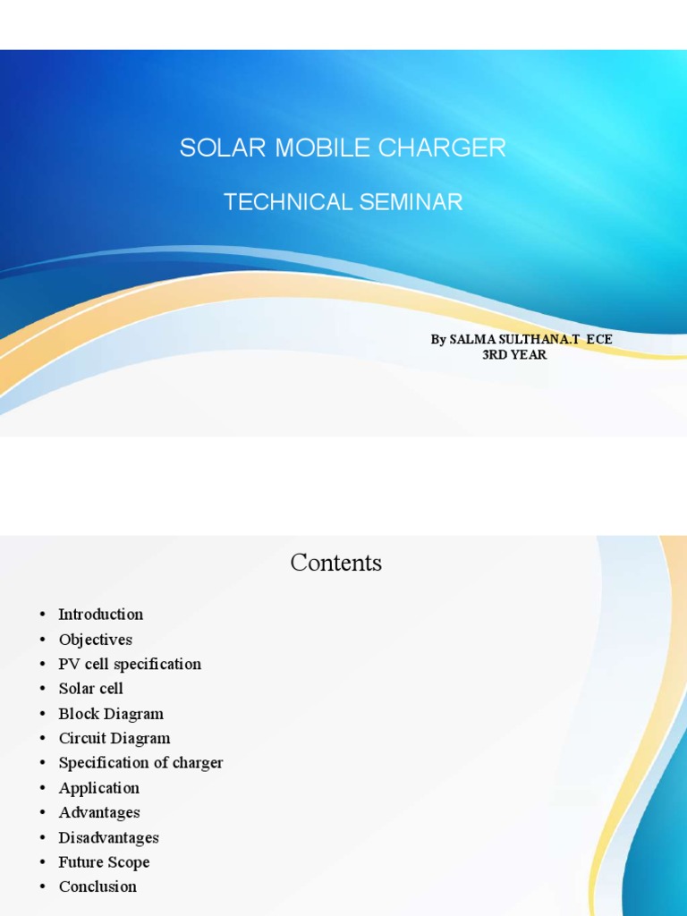 Solar Mobile Charger PDF PDF Battery Charger Photovoltaics