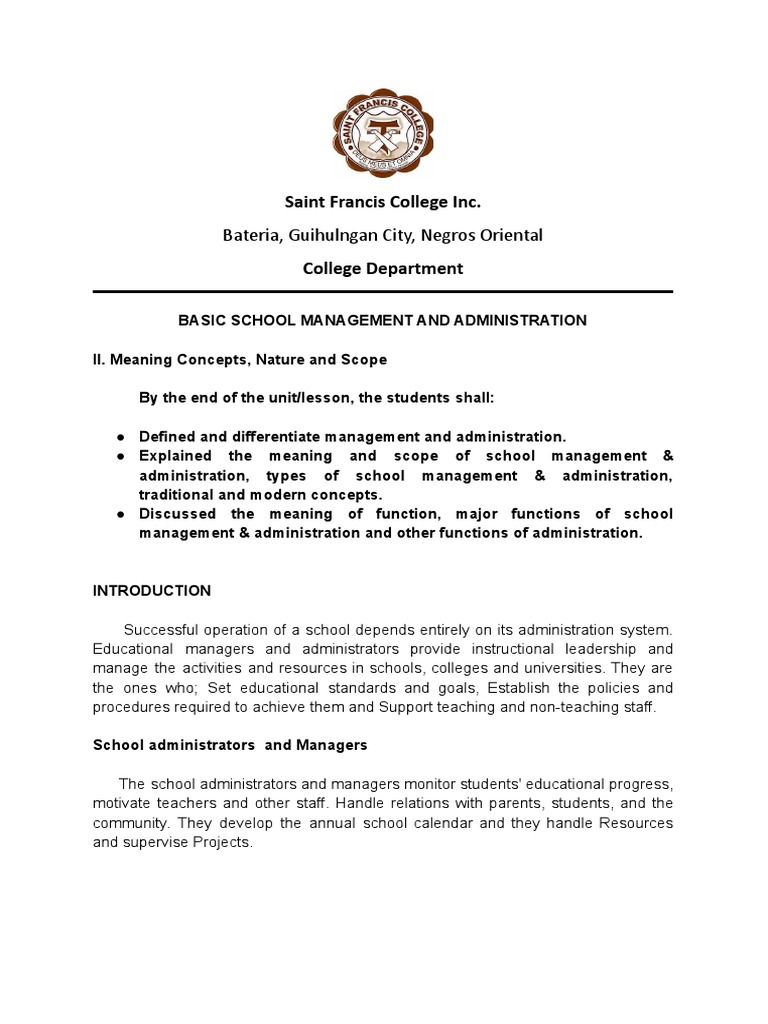 Basics of School Management & Administration | PDF | Political Science