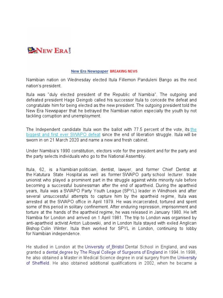 New Era Newspaper PDF Dentistry Government