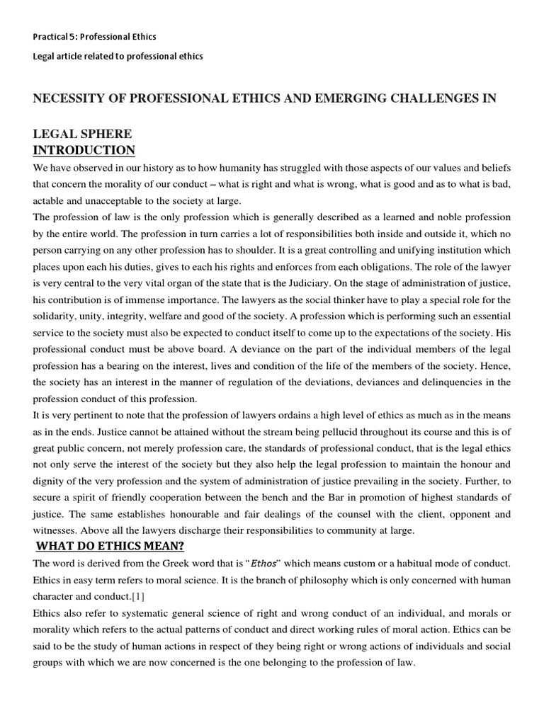 Legal Ethics: Importance and Challenges | PDF | Lawyer | Legal Ethics