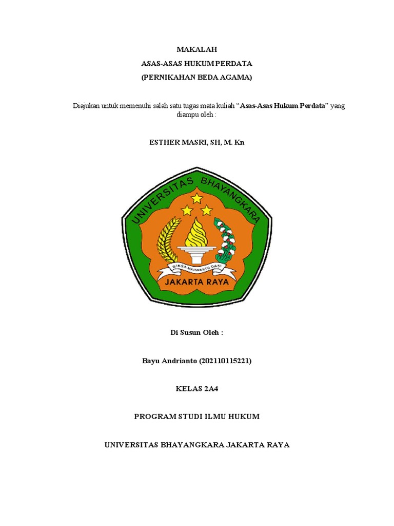 Makalah asas asas hukum perdata kelompok 2 kelas 2a4 pdf