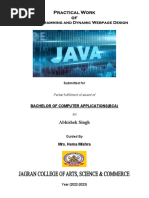 Practical Work Of: Java Programming and Dynamic Webpage Design