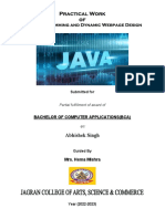 Practical Work Of: Java Programming and Dynamic Webpage Design