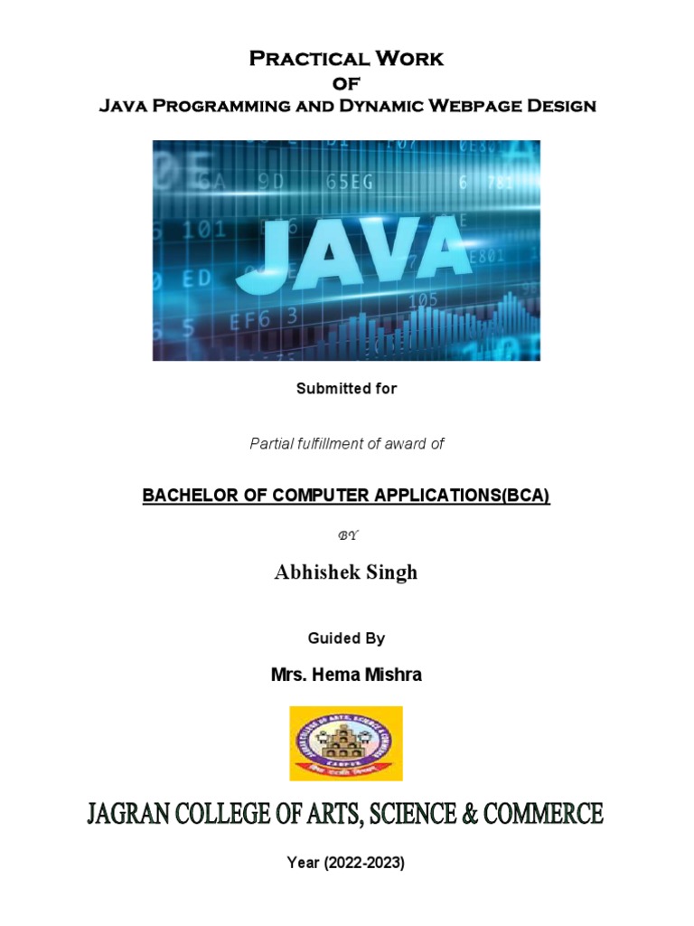 Practical work of java programming and dynamic webpage design