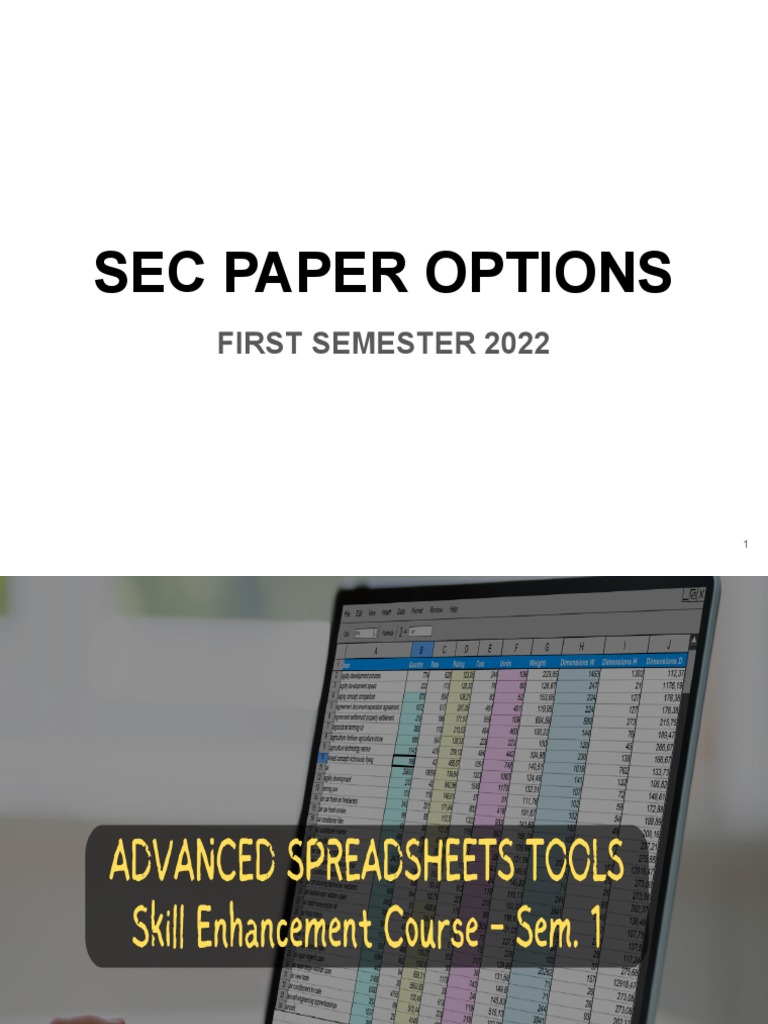 SEC Courses Overview for 1st Semester | PDF | Communication | Spreadsheet