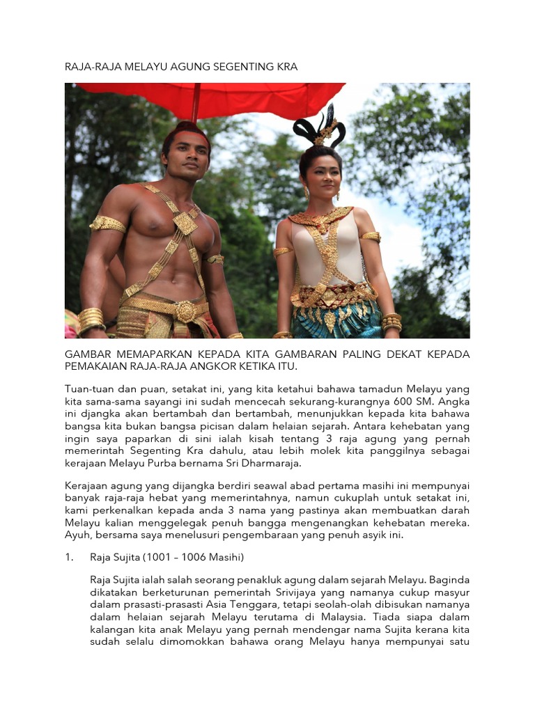 Raja-Raja Melayu Agung Segenting Kra | PDF