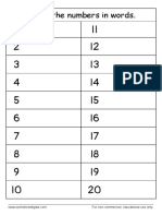Write The Numbers in Words 1 20 h3pmsv PDF