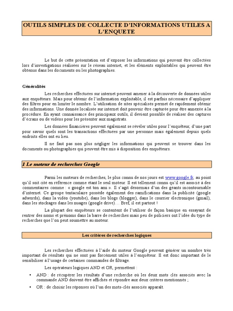 Collecte Des Informations | PDF | l'Internet | Fichier informatique