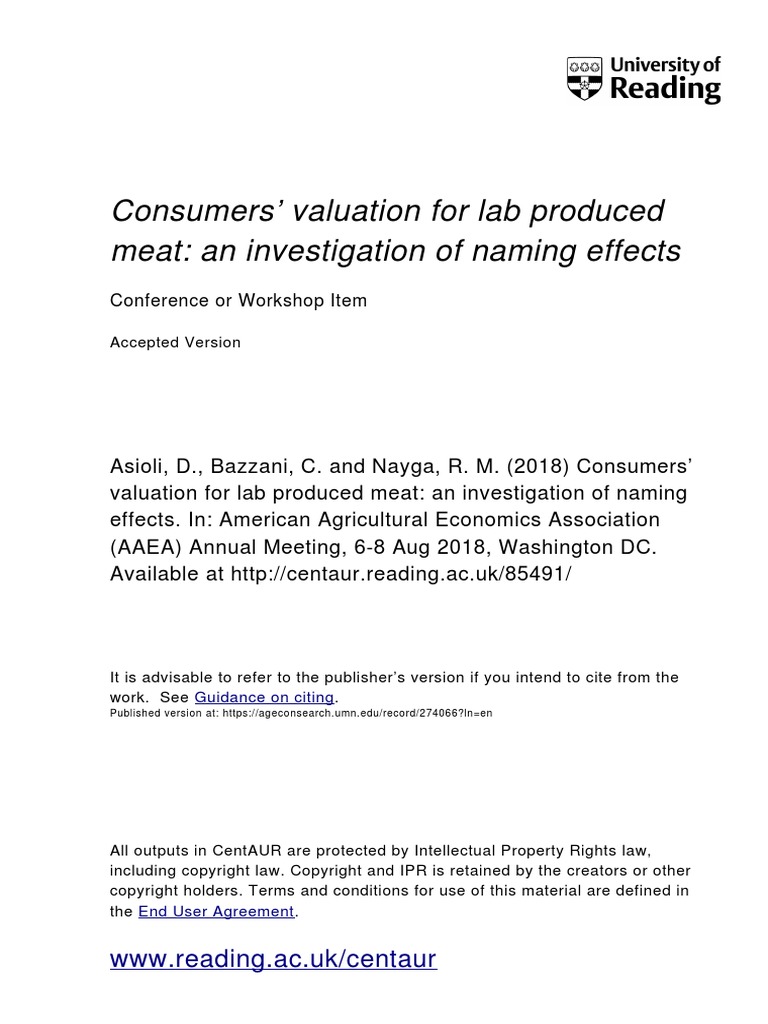 Lab Meat PDF | PDF | Meat | P Value
