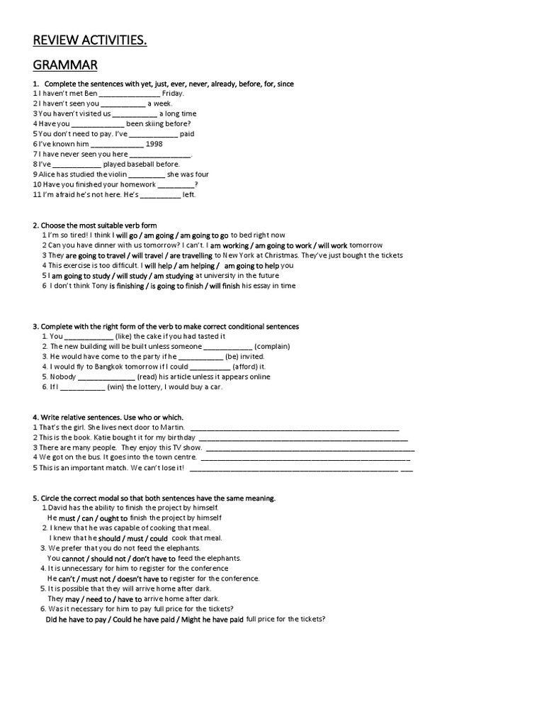 Repaso Gramática 4º Eso Pdf