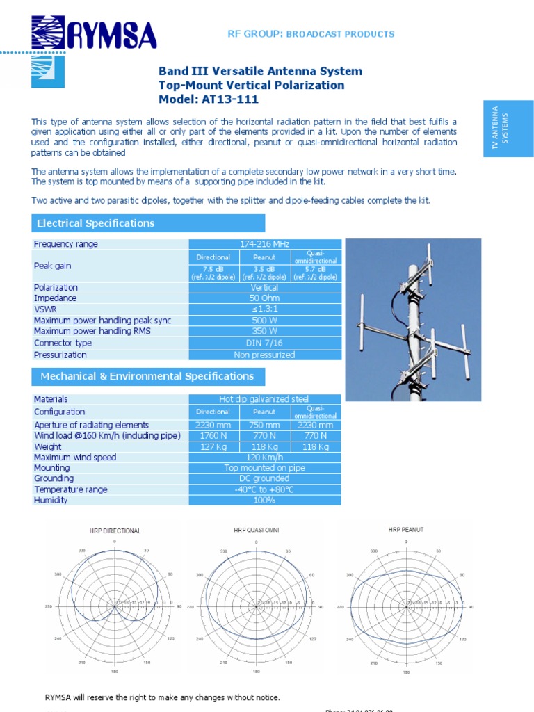 VHF Band III TV Antennas Antenna (Radio) Broadcast Engineering