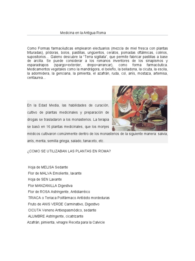 Medicina y electuarios en Roma antigua | PDF