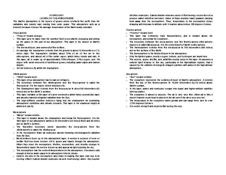 Hydro To Print | PDF | Atmosphere Of Earth | Atmosphere