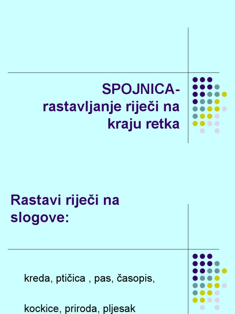 SPOJNICA-pisanje Rijeci Na Kraju Retkazadar | PDF