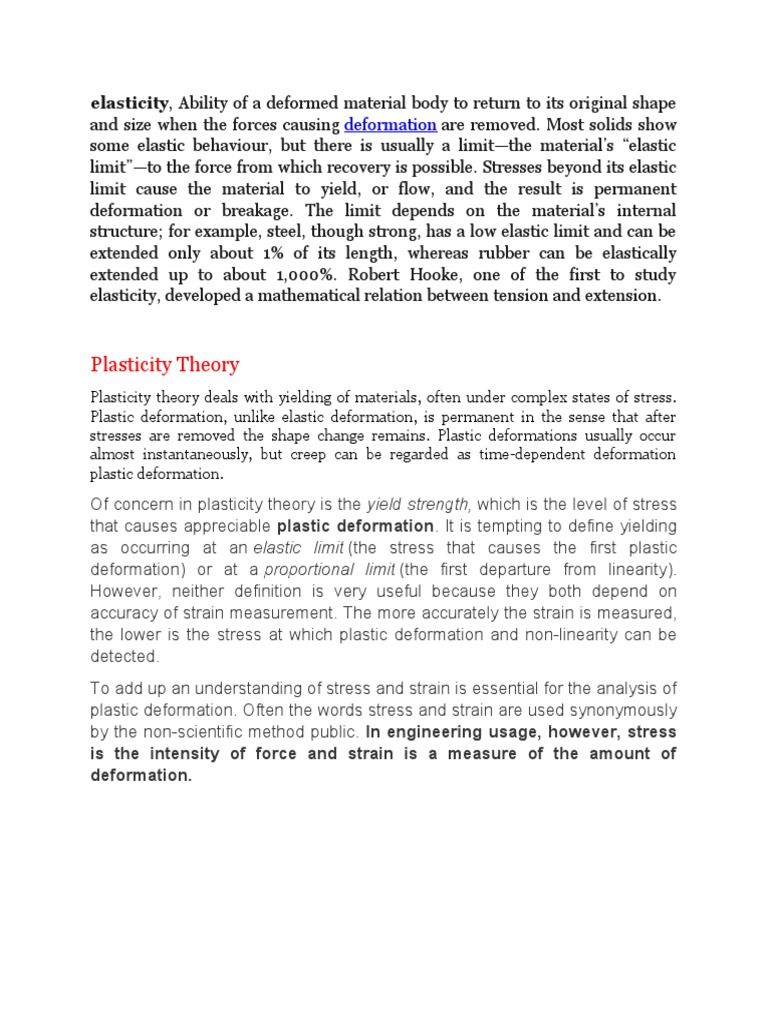 Plasticity and Elasticity Theory | PDF