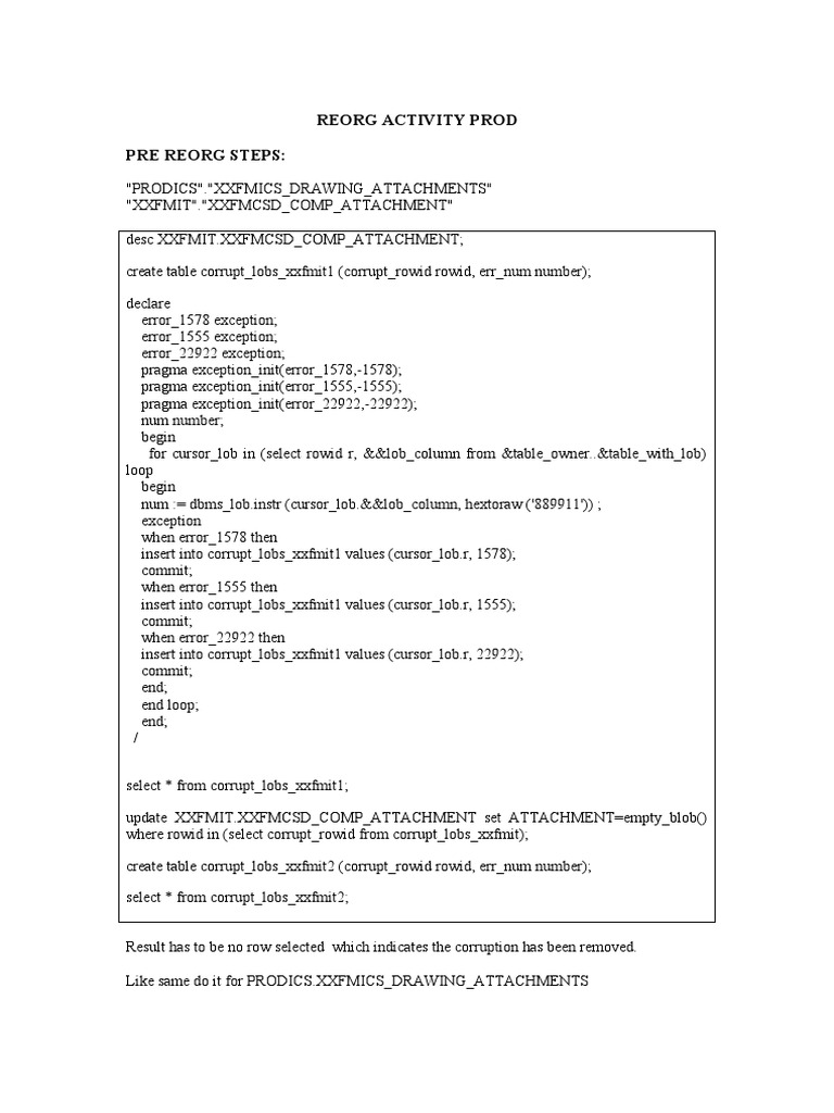 Reorg activity prod pdf databases information technology