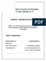 Factor Influencing Faculty Staff Relationship and Techniques of Working Together 111120