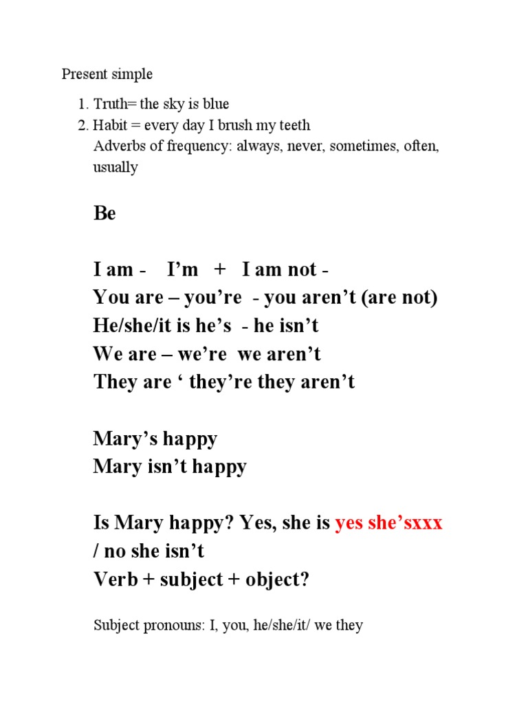 Present Simple and Past Simple Grammar Guide | PDF | English Language ...