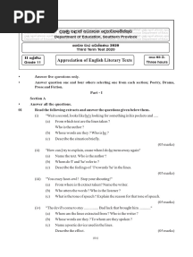 Grade 11 English Literature Paper 2020 3rd Term Test Southern Province