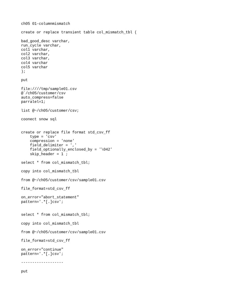 Snowflake | PDF | Comma Separated Values | File Format