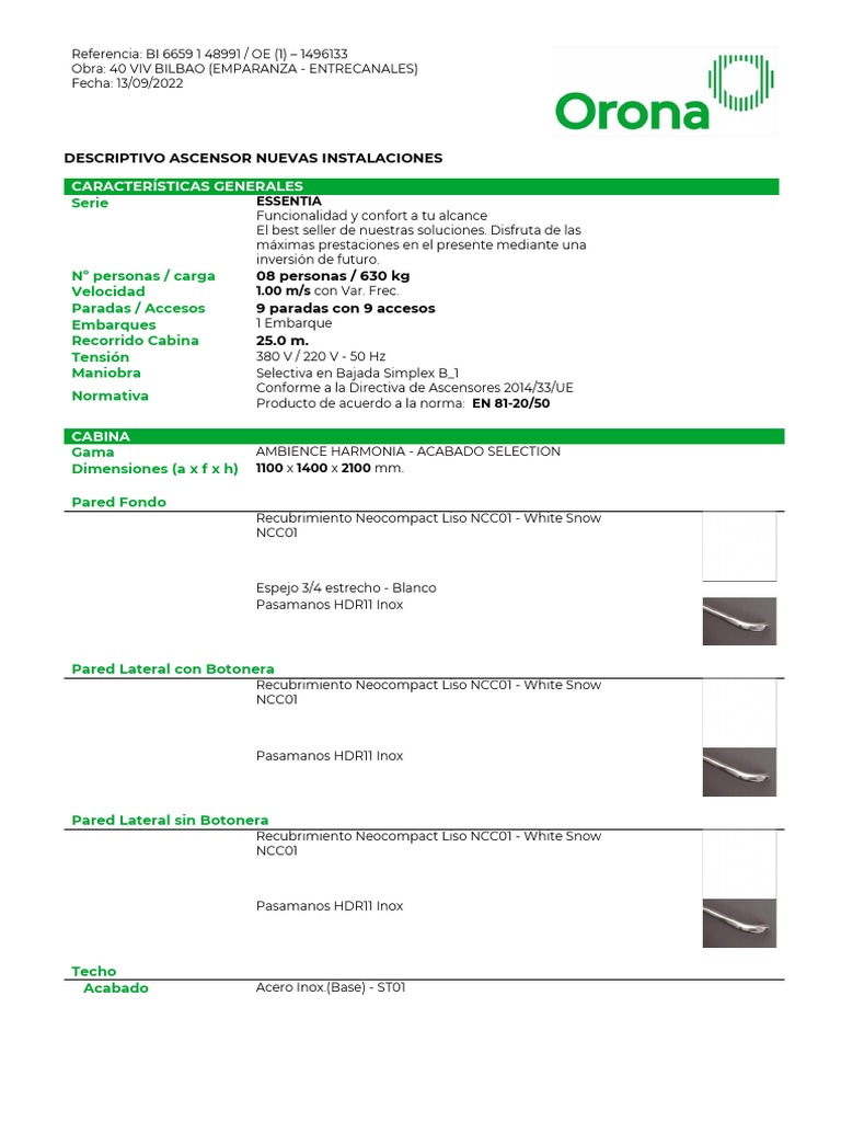 Orona, Descripción PDF | PDF | Ascensor | Encendiendo