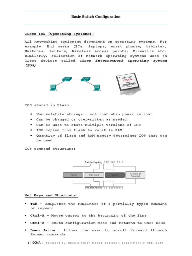 Basic Switch Configuration PDF Operating System Ios