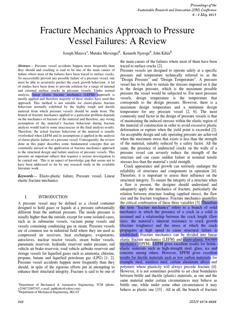 Fracture Mechanics in Pressure Vessel Failures | PDF | Fracture ...