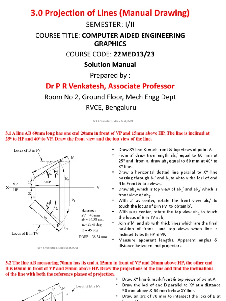 Projection of Lines Solutions PDF PDF Angle Elementary Geometry