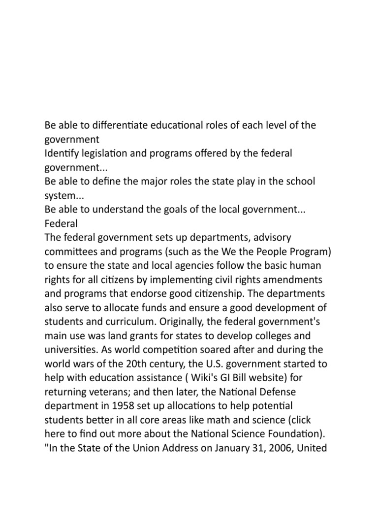 Be Able To Differentiate Educational Roles of Each Level of The ...