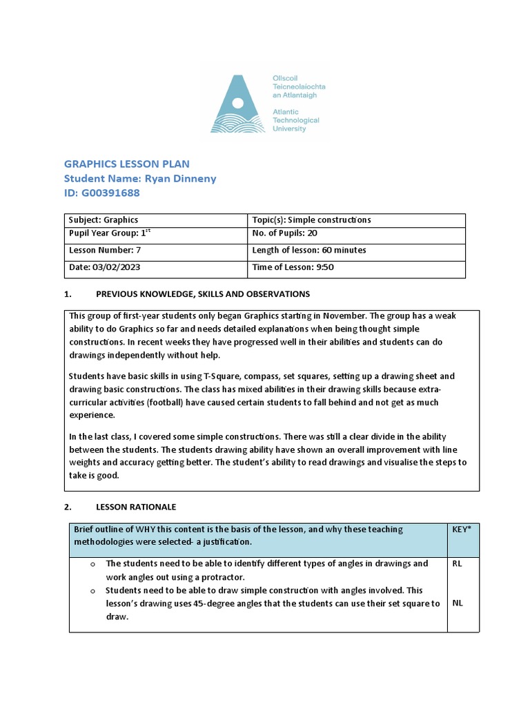 Lesson Plan 7 Graphics PDF Drawing Lesson Plan