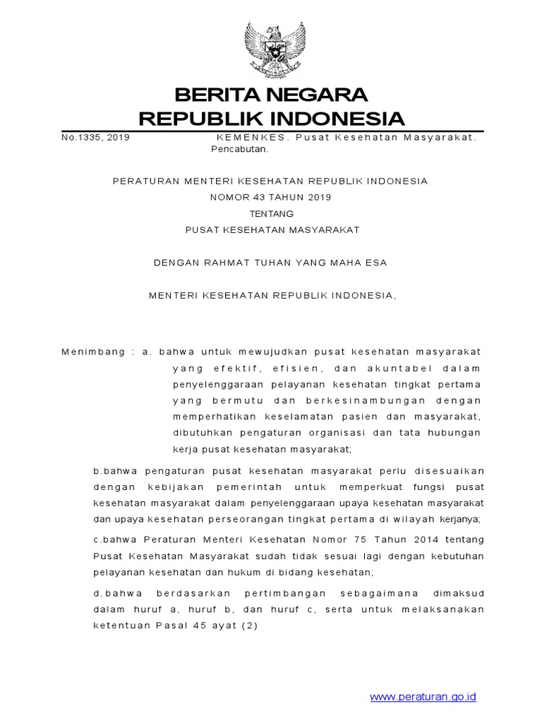 Permenkes Nomor 43 Tahun 2019 | PDF