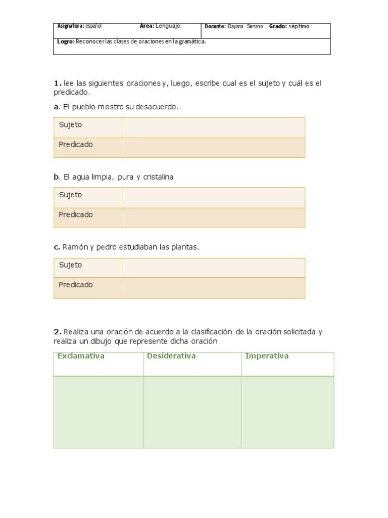 Clases de Oraciones en Español | PDF | Artes del Lenguaje y Comunicación
