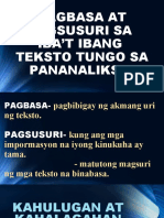 Kahulugan at Kahalagahan NG Pagbasa