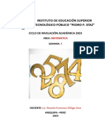 Ciclo de Nivelacion Academica 2023 Modulo 4 Area de Matematica Docente Ricardo Zuñiga Vera PDF