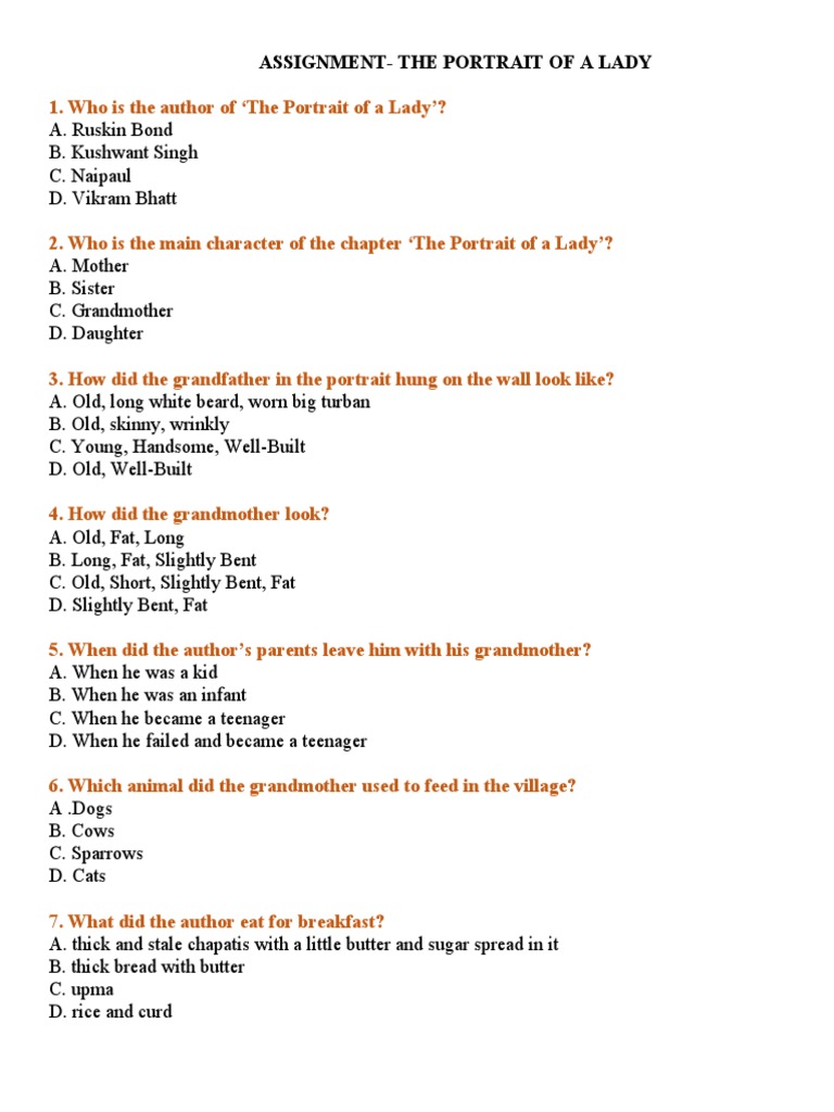 The Portrait of A Lady - Assignment | PDF | Prayer