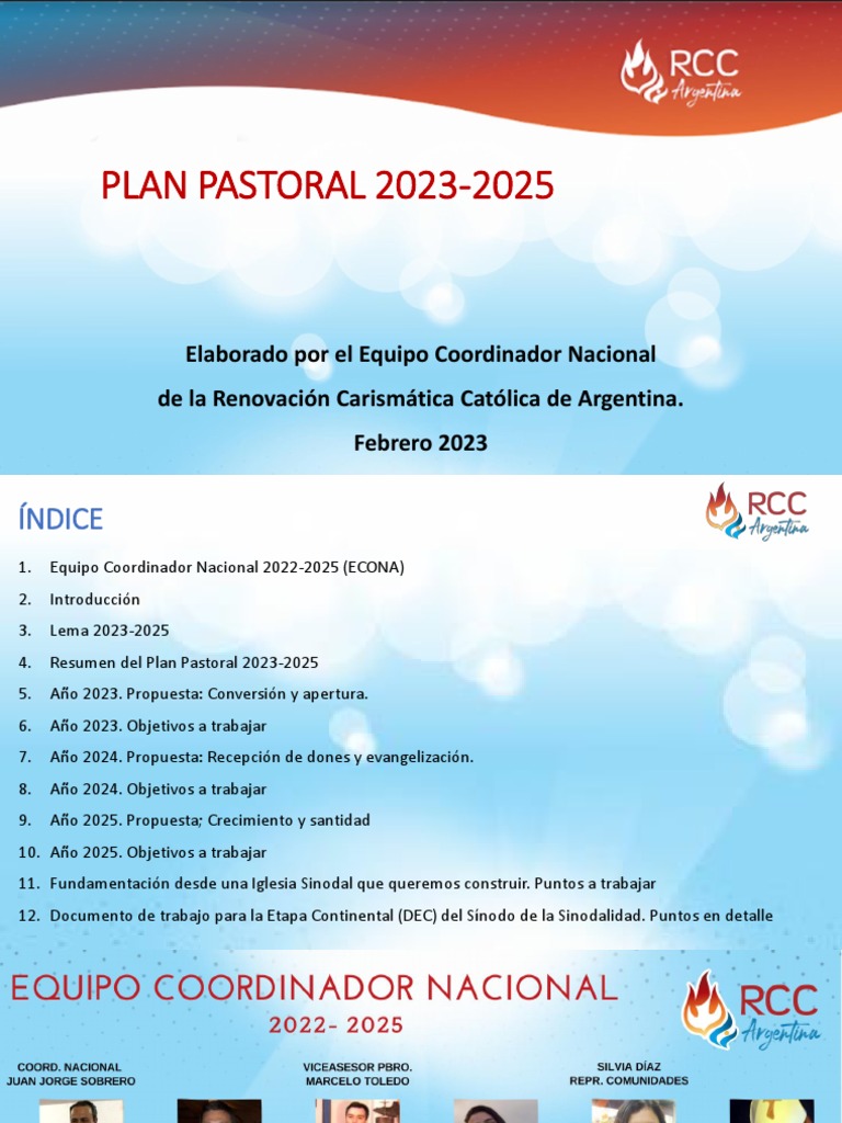 RCC Argentina Plan Pastoral 20232025 PDF eucaristía Iglesia Católica