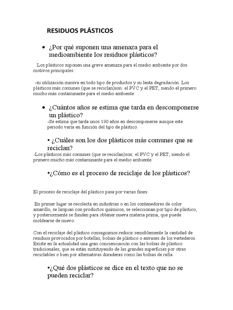 Impacto y reducción de residuos plásticos | PDF | El plastico | Residuos