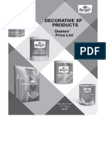 Decorative XP Products: Dealers' Price List