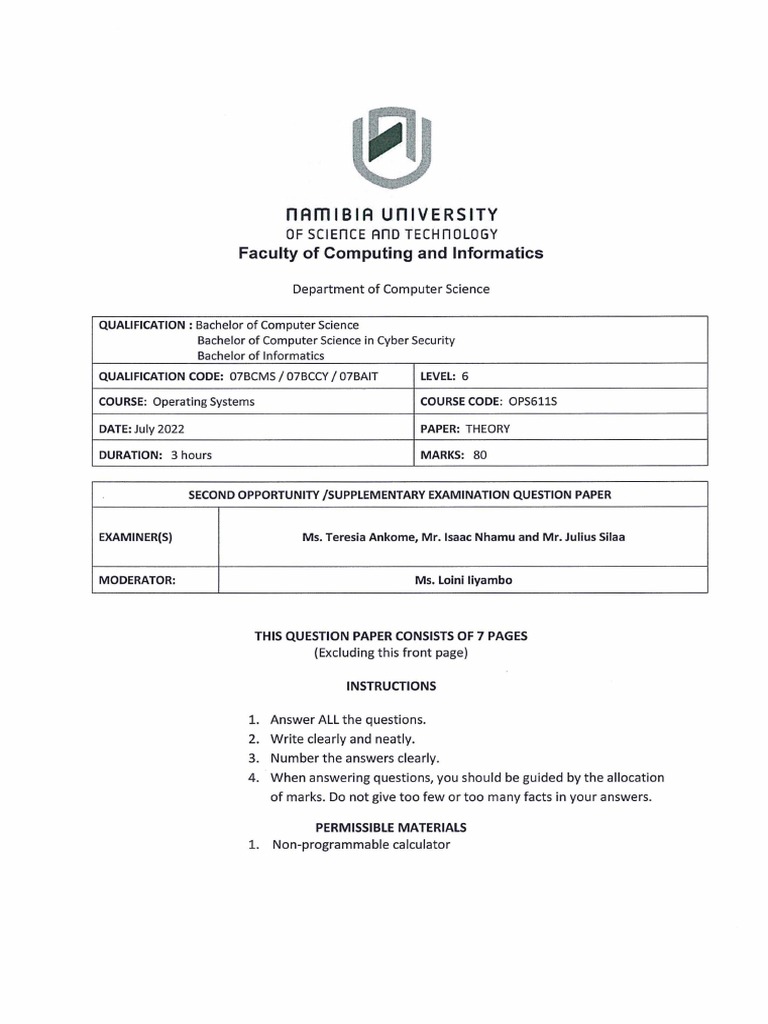 Ops611s - Operating Systems - 2ND Opp - July 2022 | PDF | Computer Data ...