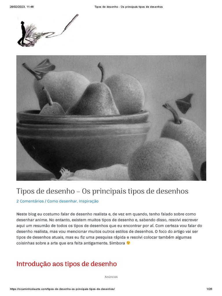 Tipos de Desenho - Os Principais Tipos de Desenhos | PDF | Desenho | Animes